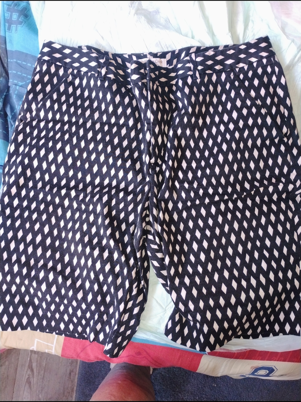 Coldwater Creek Black and White Geometric Bermuda Shorts 20" Long